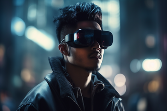 戴着虚拟未来眼镜的男人摄影图数字艺术18