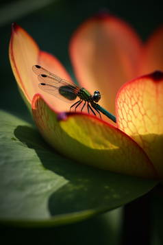 夏季莲花上的蜻蜓摄影图数字艺术2
