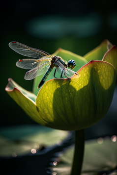 夏季莲花上的蜻蜓摄影图数字艺术7