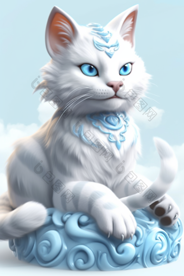 一个的猫神兽幻想纯png下载-包图网
