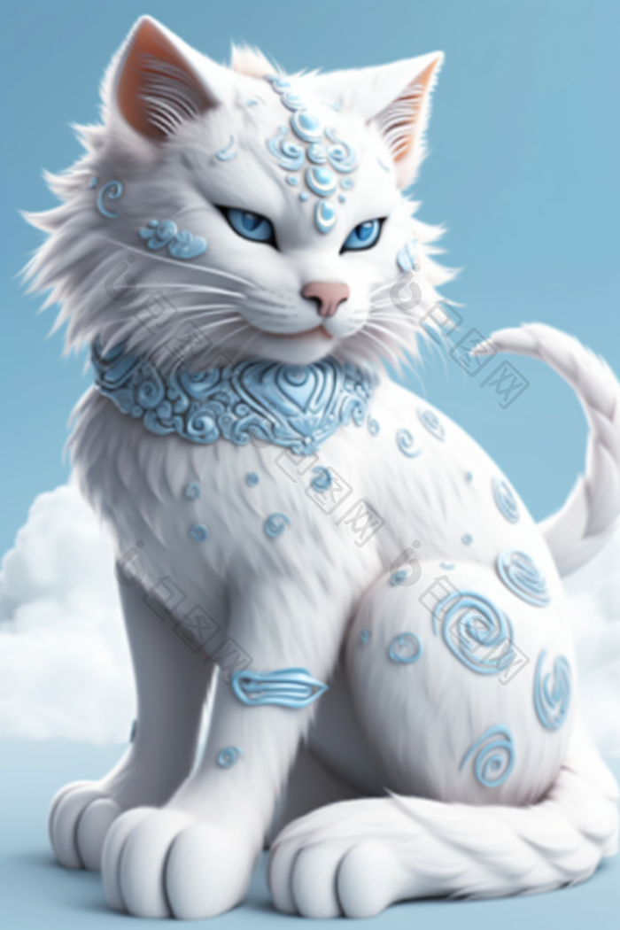 一个的猫神兽幻想纯光png下载-包图网