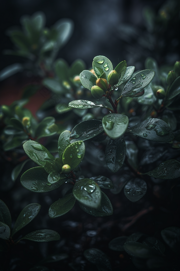 户外雨滴灌木丛专业摄影植物摄影