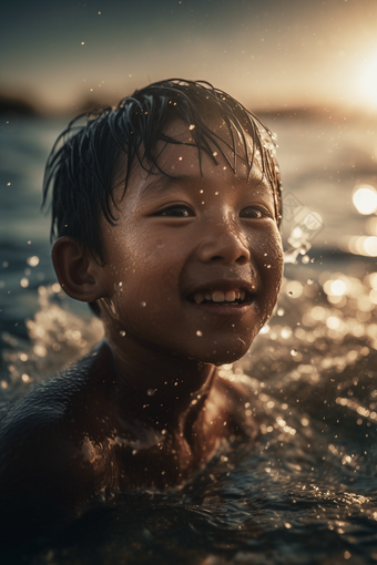 水中嬉戏<strong>的男孩</strong>摄影图花朵摄影图数字艺术12