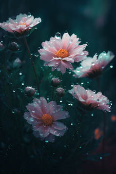 户外雨水花朵摄影图数字艺术11