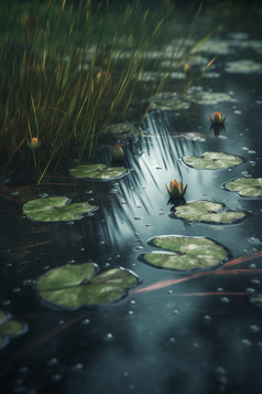 雨季的池塘摄影图数字艺术1
