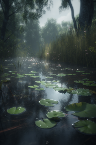 雨季的池塘摄影图数字艺术12