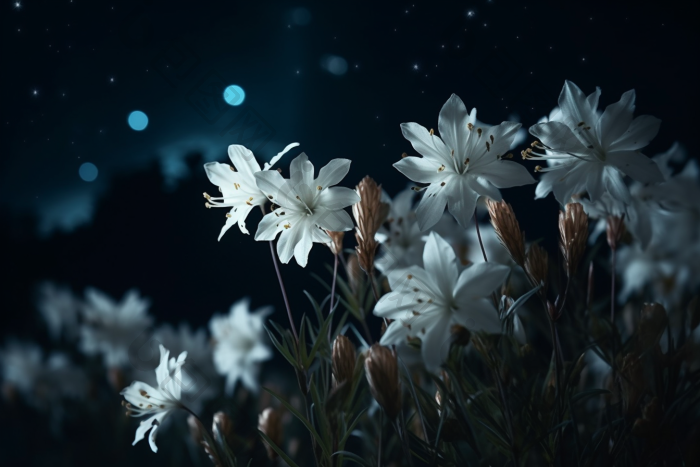 花朵发光夜晚荧光花图片-包图网