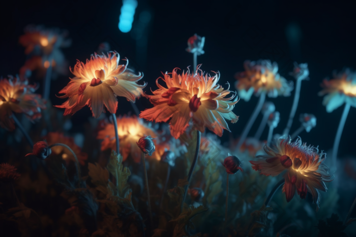 花朵发光夜晚荧光花摄影图图片-包图网
