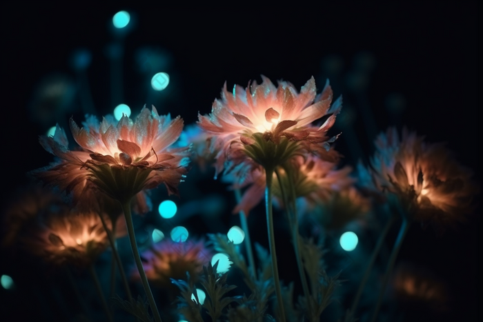 花朵发光夜晚荧光花摄影图2