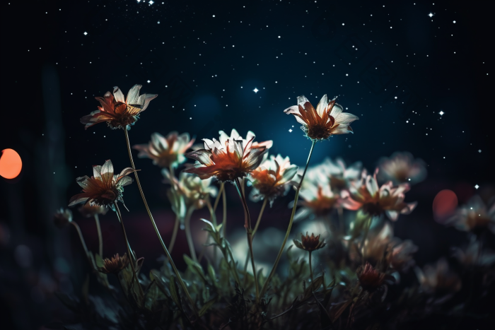 花朵发光夜晚荧光花摄影图图片-包图网