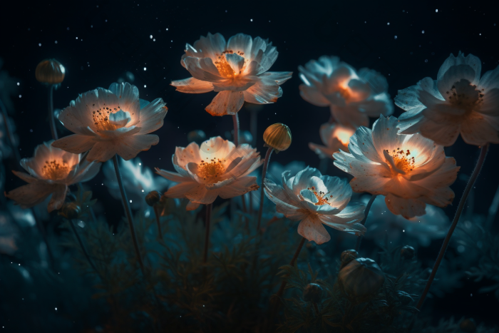 花朵发光夜晚荧光花摄影图图片-包图网