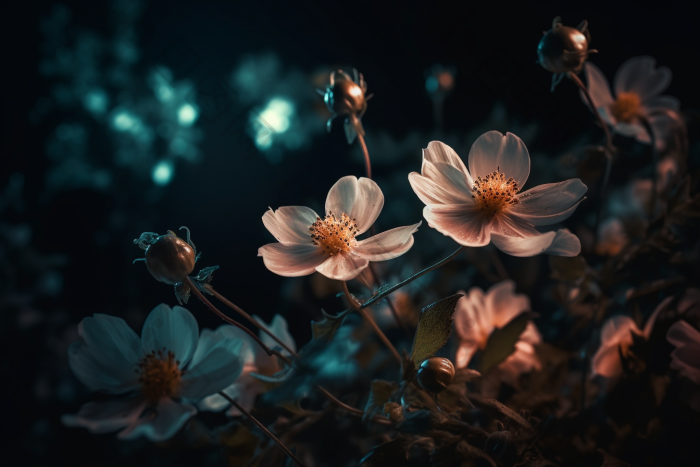 花朵发光夜晚荧光花图片-包图网