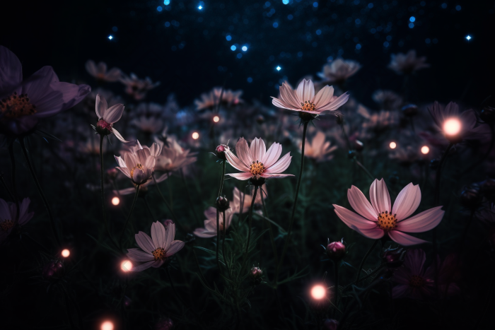 花朵发光夜晚荧光花摄影图图片-包图网
