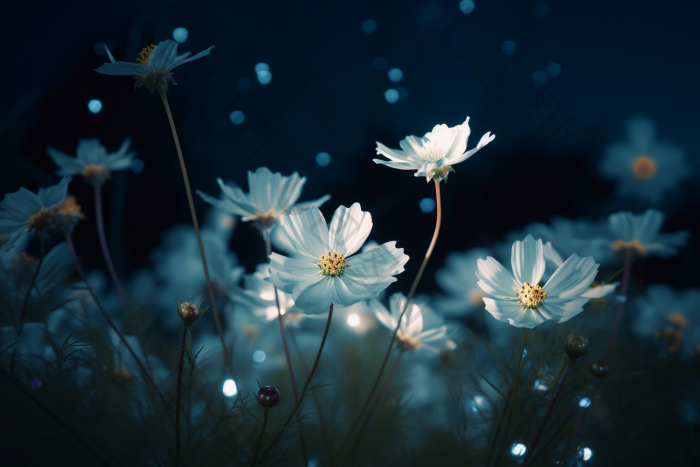 花朵发光夜晚荧光花摄影图图片-包图网