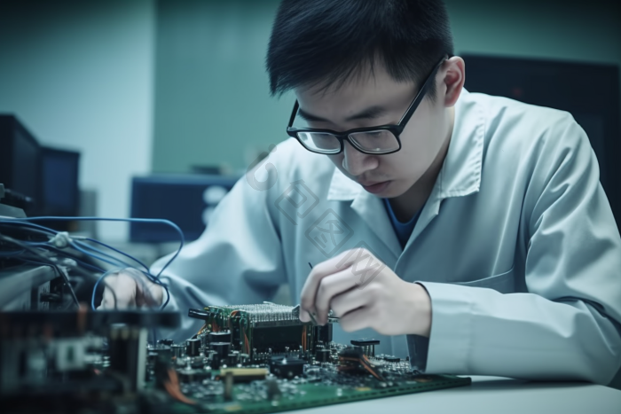 科研科学家实验芯片研究修复设备摄影图