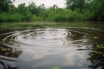 涟漪池塘多雨的季节水面波纹摄影图3