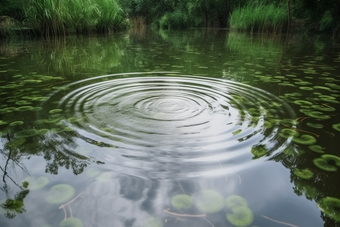 涟漪池塘多雨的季节水面波纹摄影图8