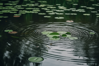 涟漪池塘多雨的季节水面波纹摄影图16