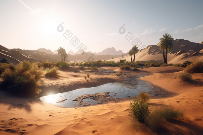 沙漠绿洲沙漠水源植物荒地摄影图13