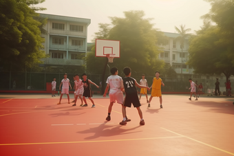 <strong>操场</strong>学生打篮球运动锻炼阳光活动摄影图7