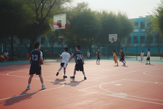 操场学生打篮球运动锻炼阳光活动摄影图3