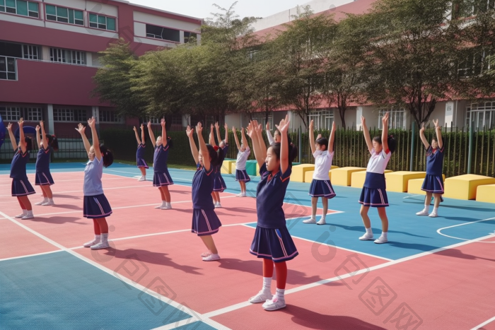 操场学生早操运动锻炼阳光活动摄影图图片-包图网
