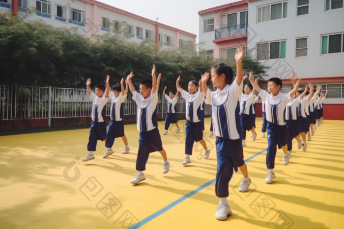 操场学生早操运动锻炼阳光活动图片-包图网