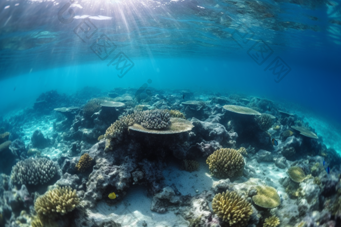 珊瑚海洋生活海底清澈的水海底世界摄影图图片-包图网