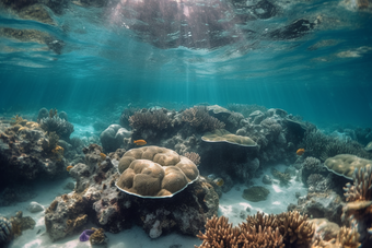 珊瑚海洋生活海底清澈的水海底世界摄影图1