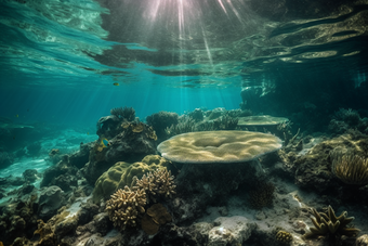 珊瑚海洋生活海底清澈的水海底世界摄影图6