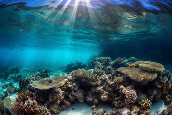 珊瑚海洋生活海底清澈的水海底世界摄影图10