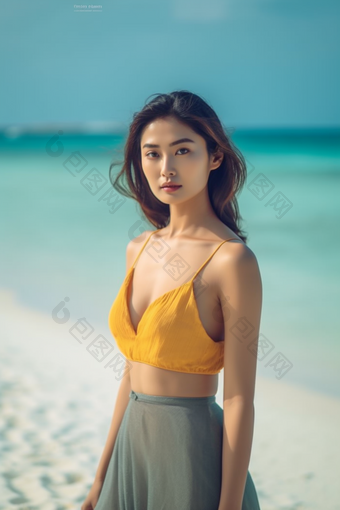 女人亚洲马尔代夫海滩沙滩旅行摄影摄影图8