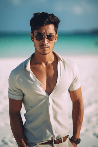 男人亚洲马尔代夫海滩沙滩旅行摄影摄影图17