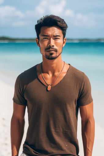 男人亚洲马尔代夫海滩沙滩旅行摄影摄影图20
