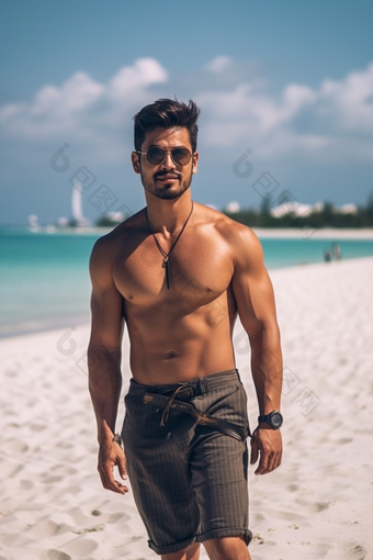 男人亚洲马尔代夫海滩沙滩旅行摄影摄影图21