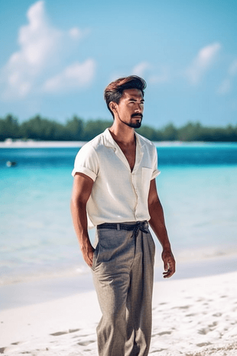 男人亚洲马尔代夫海滩沙滩旅行摄影摄影图31
