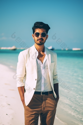 男人亚洲马尔代夫海滩沙滩旅行摄影摄影图26