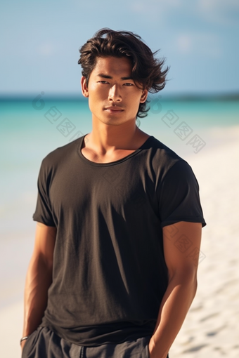 男人亚洲马尔代夫海滩沙滩旅行摄影摄影图29