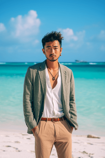 男人亚洲马尔代夫海滩沙滩旅行摄影摄影图30