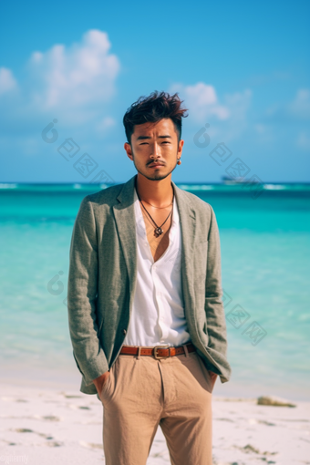 男人亚洲马尔代夫海滩沙滩旅行摄影摄影图30