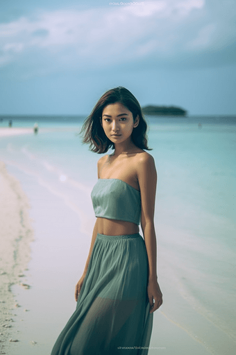 女人亚洲马尔代夫海滩沙滩旅行摄影摄影图37