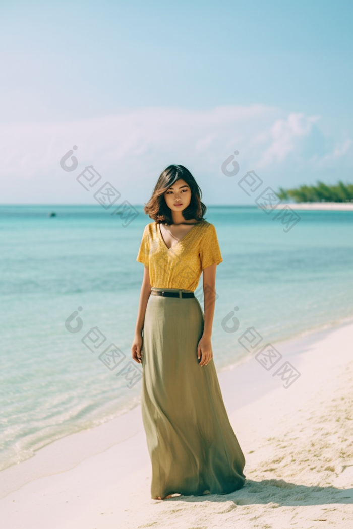 女人亚洲马尔代夫海滩沙滩旅行摄影摄影图44