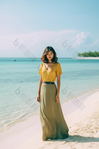 女人亚洲<strong>马尔代夫海滩</strong>沙滩旅行摄影摄影图44