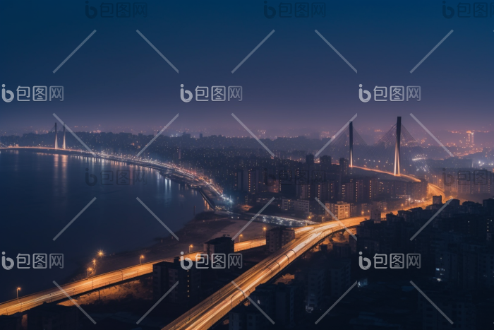 夜晚城市夜景都市灯光高楼大厦摄影图图片-包图网