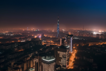 夜晚城市夜景都市<strong>灯光高楼大厦</strong>摄影图20