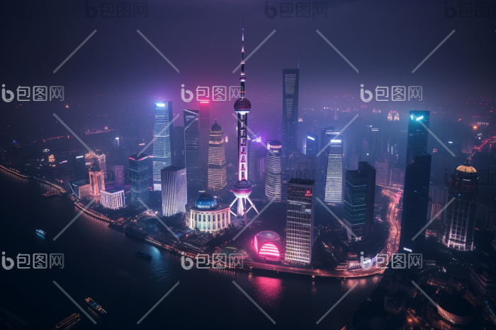 夜晚城市夜景都市灯光高楼大厦摄影图图片-包图网