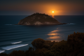 满月月相海峡<strong>海洋</strong>夜景港口月亮摄影图18