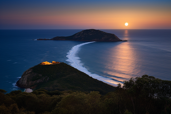 满月月相海峡<strong>海洋</strong>夜景港口月亮摄影图19