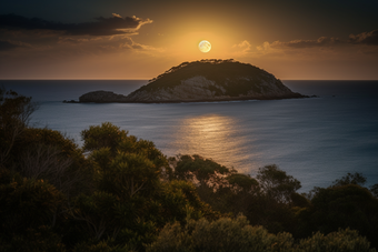 满月月相海峡<strong>海洋</strong>夜景港口月亮摄影图17