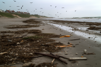 污染海滩保护环境垃圾摄影图2